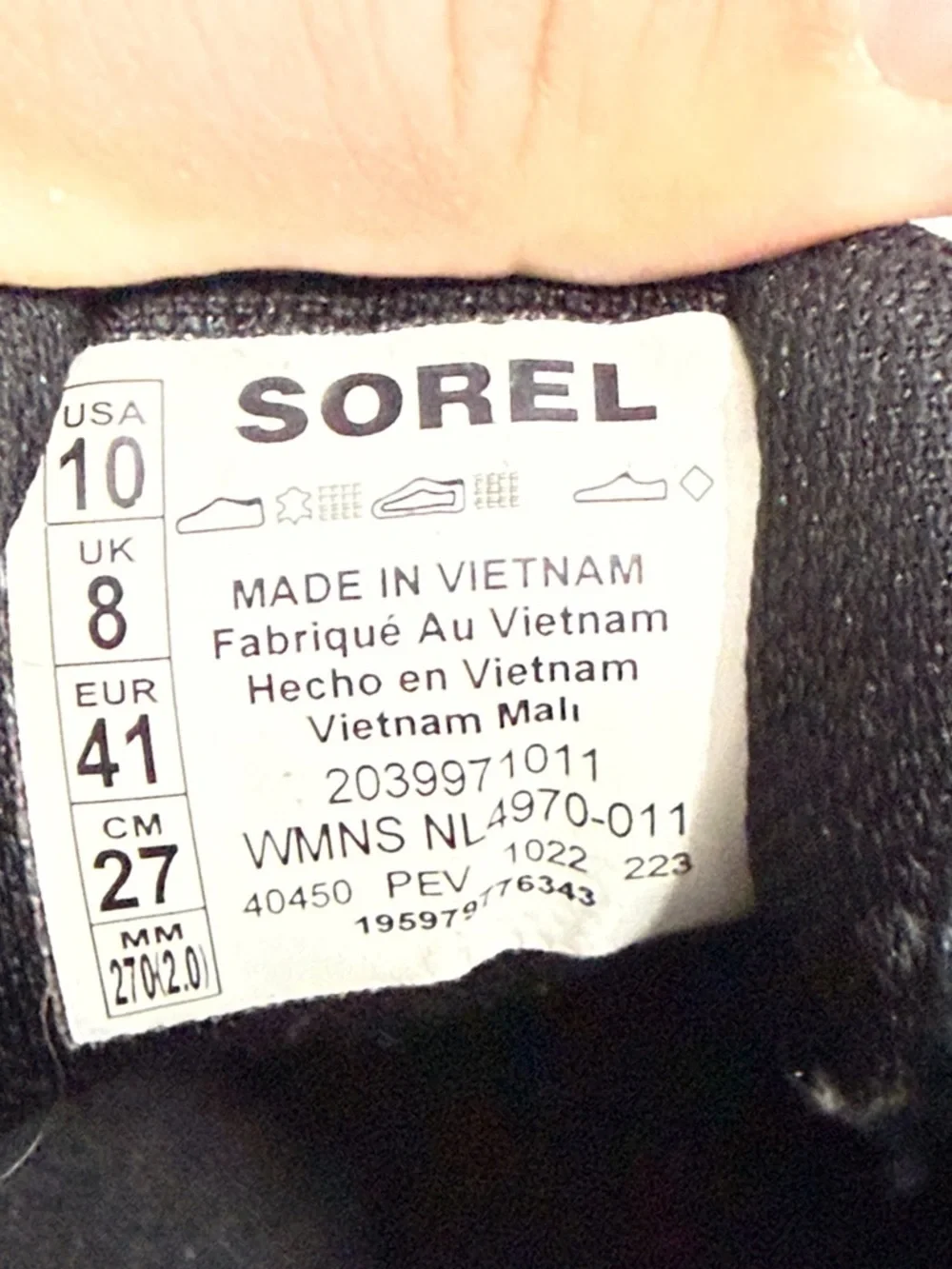 Sorel Women's Out 'N About III Low Sneaker, black and pink, waterproof size 10